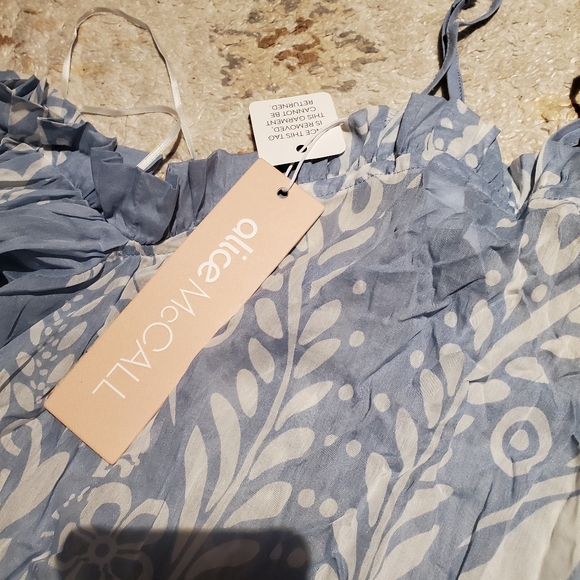 Alice McCall Be Free Light Breezy Puff Sleeve Blouse Deer Pattern Blue US 2 - Picture 4 of 9